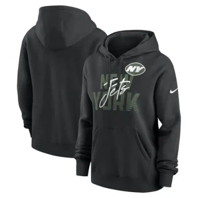 Nike Black New York Jets Wordmark Club Fleece Pullover Hoodie
