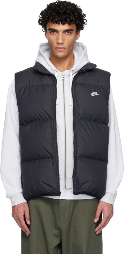 Nike Black  Sportswear Club Therma-fit Down Vest In Blue