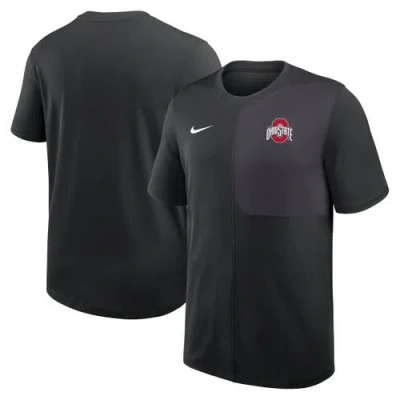 Nike Black Ohio State Buckeyes 2025 Sideline Uv Performance Coach T-shirt In Animal Print