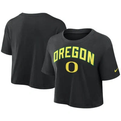 Nike Black Oregon Ducks Athletic Prep Arch Performance Cropped T-shirt