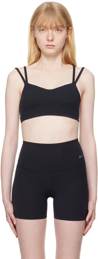 Nike Black Padded Sport Bra In Black/sail