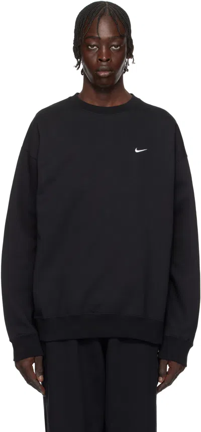 Nike Black Solo Swoosh Sweatshirt In Black/white