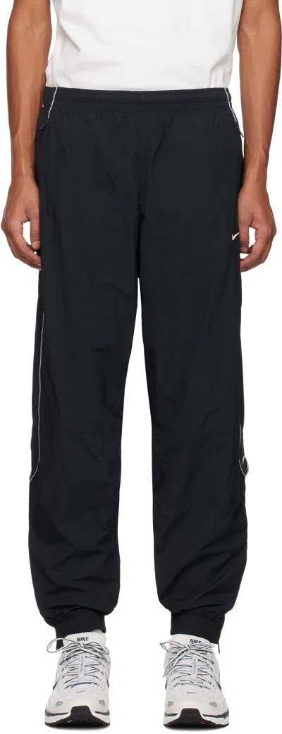 Nike Black Solo Swoosh Track Pants In Black/white