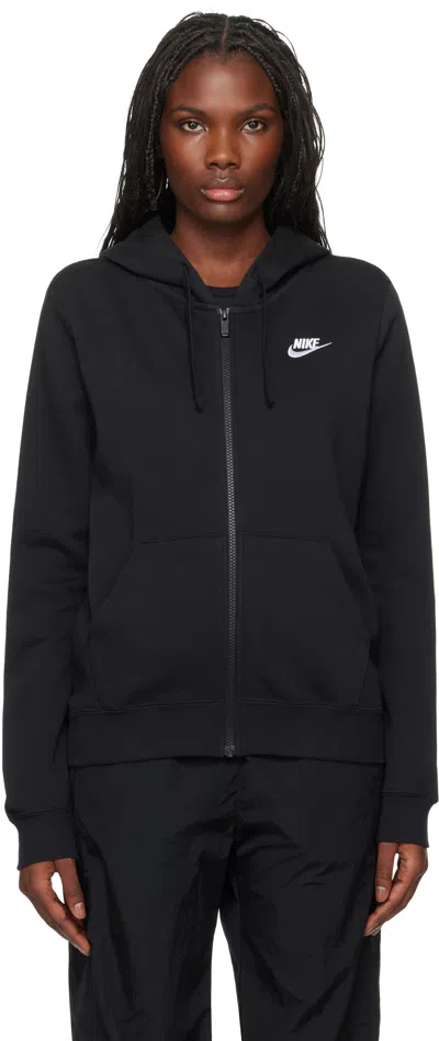 Nike Black Sportswear Club Fleece Hoodie In Black/white