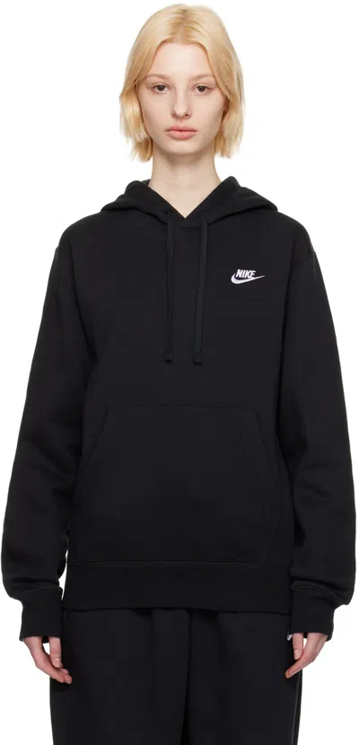 Nike Black Sportswear Club Hoodie In Black/black/white