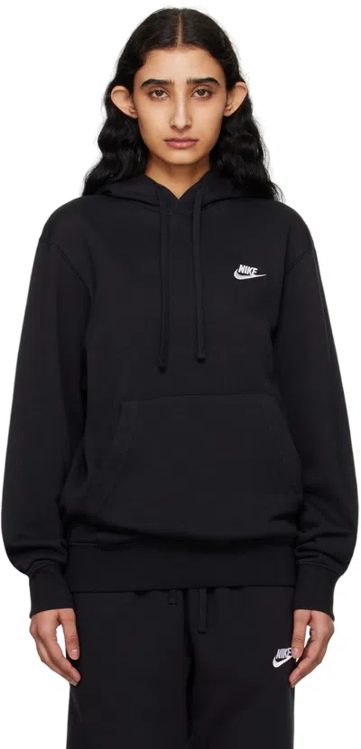 Nike Black Sportswear Club Hoodie In Black/black/white
