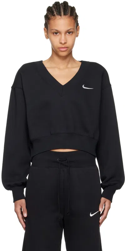 Nike Black Sportswear Phoenix Sweater In Black/sail