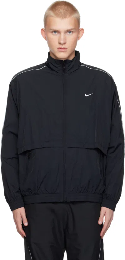 Nike Black Sportswear Solo Swoosh Jacket In Black/white