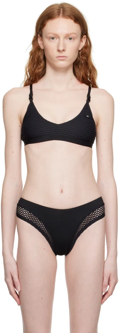 Nike Black V-neck Bikini Top In 001 Black