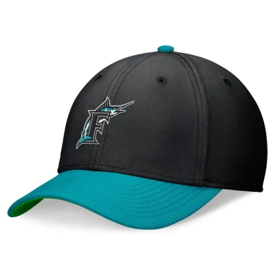 Nike Florida Marlins Rewind Cooperstown Swoosh  Men's Dri-fit Mlb Hat In Black