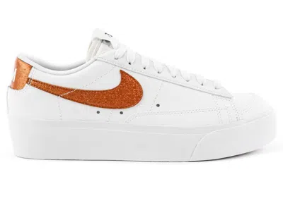 Pre-owned Nike Blazer Low Platform Essential (women's) Sneakers In White/metallic Copper/black