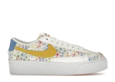 Pre-owned Nike Blazer Low Platform Floral Sulfur (women's) Sneakers In Sail/university Blue/vivid Sulfur