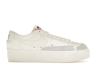 Pre-owned Nike Blazer Low Platform Grey (women's) Sneakers In White/sail/team Orange