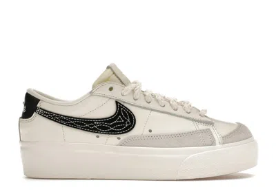 Pre-owned Nike Blazer Low Platform Needlework (women's) Sneakers In Sail/black/gum