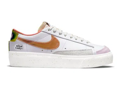 Pre-owned Nike Blazer Low Platform The Great Unity (women's) Sneakers In White/orange/pink Salt