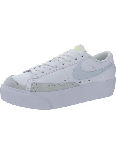 Nike Blazer Low Platform Womens Leather Flatform Casual And Fashion Sneakers In White