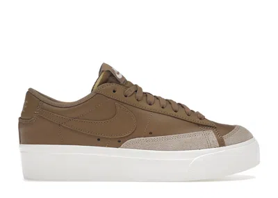 Pre-owned Nike Blazer Low Platform (women's) Sneakers In Dark Driftwood/hemp/sail