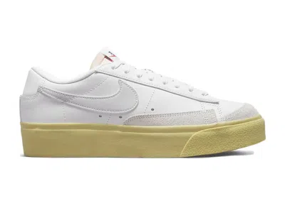 Pre-owned Nike Blazer Low Platform (women's) Sneakers In White/lemon Wash/black
