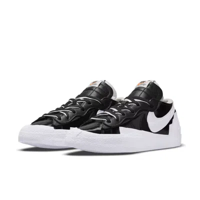 NIKE BLAZER LOW X SACAI DM6443-001 MEN'S 11 BLACK PATENT LEATHER SHOES GBNC205