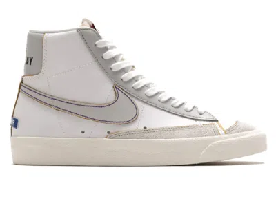 Pre-owned Nike Blazer Mid 77 Label Maker (women's) Sneakers In White/varsity Royal/neutral Grey