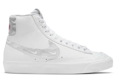 Pre-owned Nike Blazer Mid 77 Logo Print Sneakers In White/university Red/black