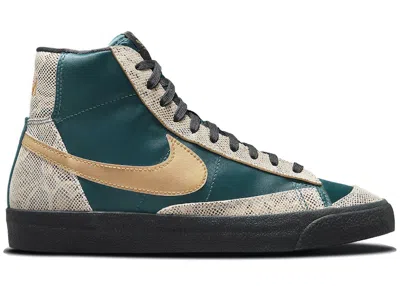 Pre-owned Nike Blazer Mid 77 Lucha Libre (women's) Sneakers In Dark Teal Green/black/metallic Gold In Multi
