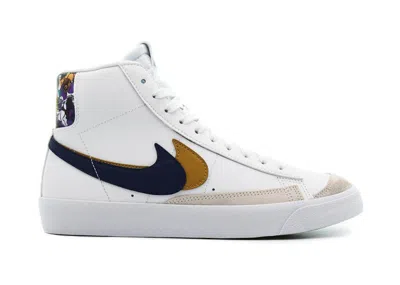 Pre-owned Nike Blazer Mid '77 Se Double Swoosh Sneakers In White/blue Void/metallic Gold In Multi