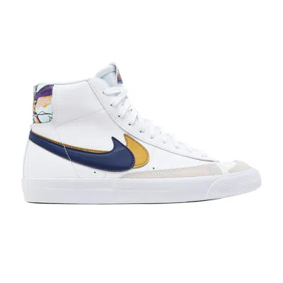 Pre-owned Nike Blazer Mid '77 Se Gs 'double Swoosh - White Gold Blue Void' | Kid's Size 4.5