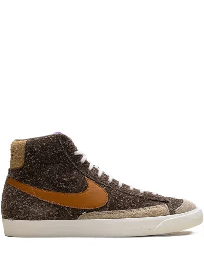 Nike Blazer Mid 'dark Chocolate/tan-purple" Sneakers In Brown
