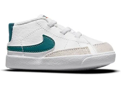 Pre-owned Nike Blazer Mid Dark Teal Green Sneakers In White/team Orange