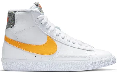 Pre-owned Nike Blazer Mid Grind University Gold Sneakers In White/total Orange/laser Orange