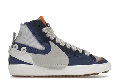 Pre-owned Nike Blazer Mid Jumbo Voodoo (women's) Sneakers In Sail/navy Blue