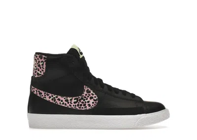Pre-owned Nike Blazer Mid Pink Cheetah Sneakers In Black/barely Volt/white