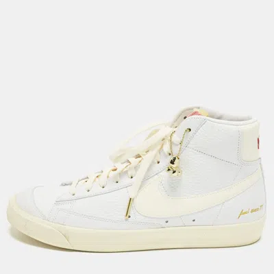 Pre-owned Nike Blazer Mid Sacai Size 45 Cream/white Leather High Top Sneakers