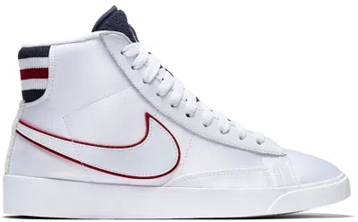 Pre-owned Nike Blazer Mid (women's) Sneakers In White/blackened Blue/red Crush