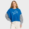 Nike Blue Detroit Lions Oversized Color-block Pullover Sweatshirt In Blue