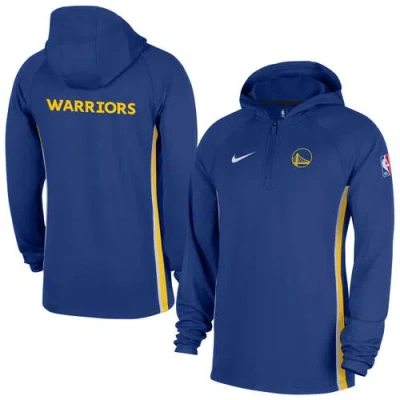 Nike Blue Golden State Warriors Authentic On Court Zone Quarter-zip Dri-fit Hoodie Jacket