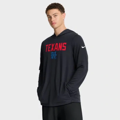Nike Blue Houston Texans Sideline Alt Pack Dri-fit Lightweight Hooded Top In Black