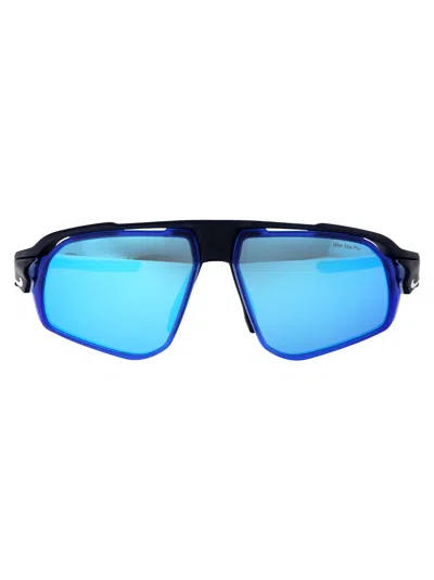 Nike Blue Mirror Matte Navy Acetate Sunglasses In Black