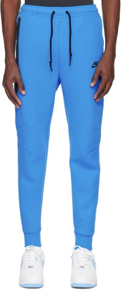 Nike Blue Printed Sweatpants In Lt Photo Blue/black