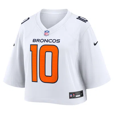 Nike Bo Nix Denver Broncos  Women's Nfl Cropped Tundra Game Jersey In White