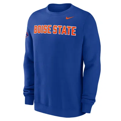 Nike Boise State Club Fleece  Men's College Crew-neck Sweatshirt In Blue