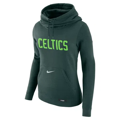 Nike Boston Celtics Club City Edition  Women's Nba Fleece Funnel-neck Hoodie In Green