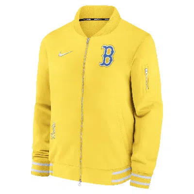 Nike Boston Red Sox Authentic Collection City Connect Game Time  Men's Mlb Full-zip Bomber Jacket In Yellow
