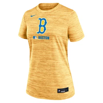 Nike Boston Red Sox Authentic Collection City Connect Velocity  Women's Dri-fit Mlb T-shirt In Yellow
