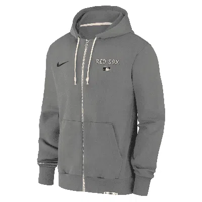 Nike Boston Red Sox Authentic Collection Travel  Men's Dri-fit Mlb Full-zip Hoodie In Grey