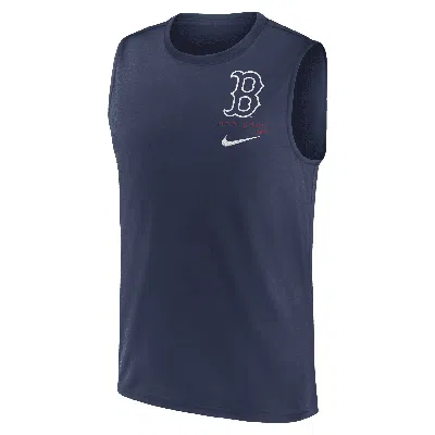Nike Boston Red Sox Large Logo  Men's Dri-fit Mlb Muscle Tank Top In Blue