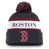 Nike Boston Red Sox Team Stripe Peak  Men's Mlb Cuffed Pom Beanie In Blue