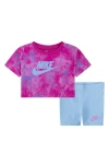 Nike Babies' Boxy Graphic T-shirt & Bike Shorts Set In Aquarius Blue