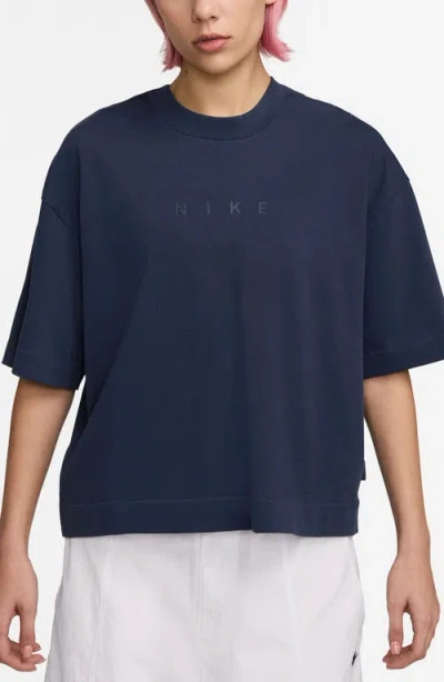 Nike Boxy Midweight Cotton T-shirt In Blue